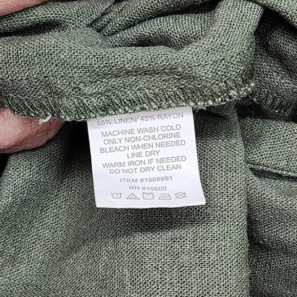 Briggs Sundress Women XXL Army Green Linen Blend Ruffle Tank Dress Summer Casual - Picture 10 of 12